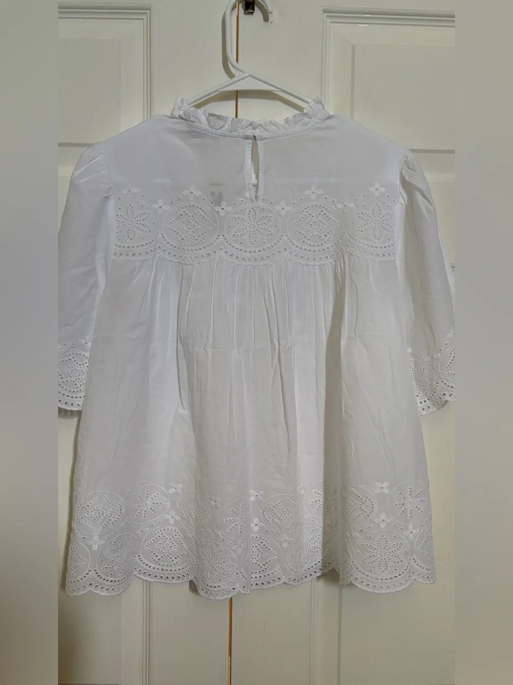 Madewell NWT White Eyelet Embroidered Pintuck Blouse Top Size S MSRP $110